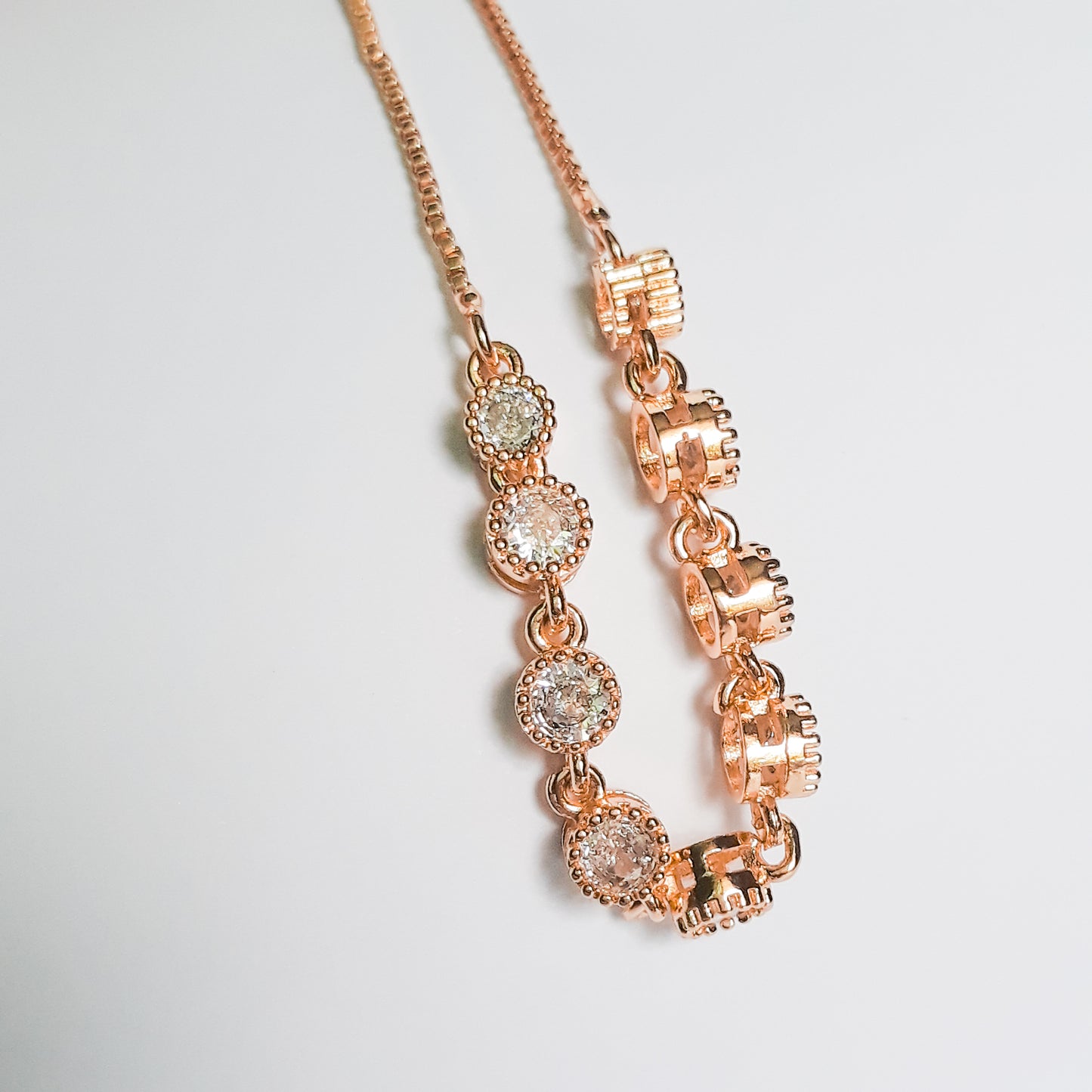 Gold Linked Rhinestone Bolo Bracelet
