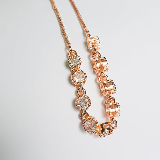 Gold Linked Rhinestone Bolo Bracelet