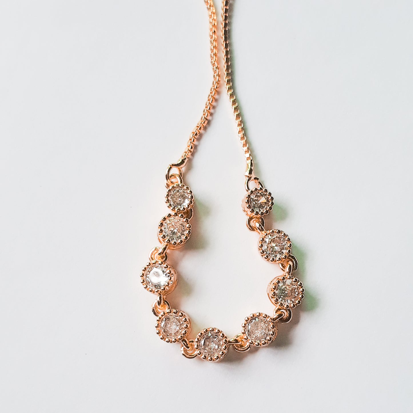 Gold Linked Rhinestone Bolo Bracelet