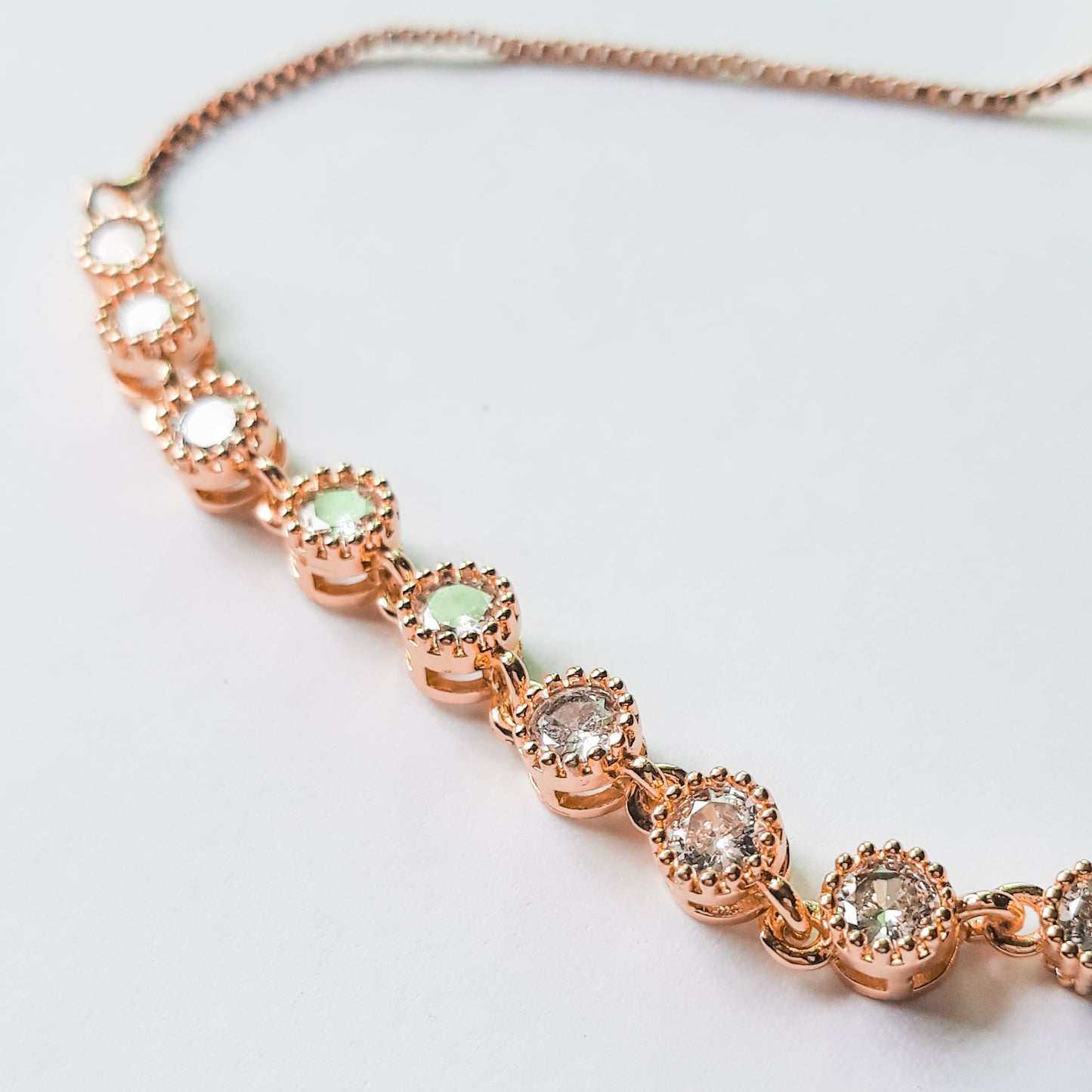 Gold Linked Rhinestone Bolo Bracelet