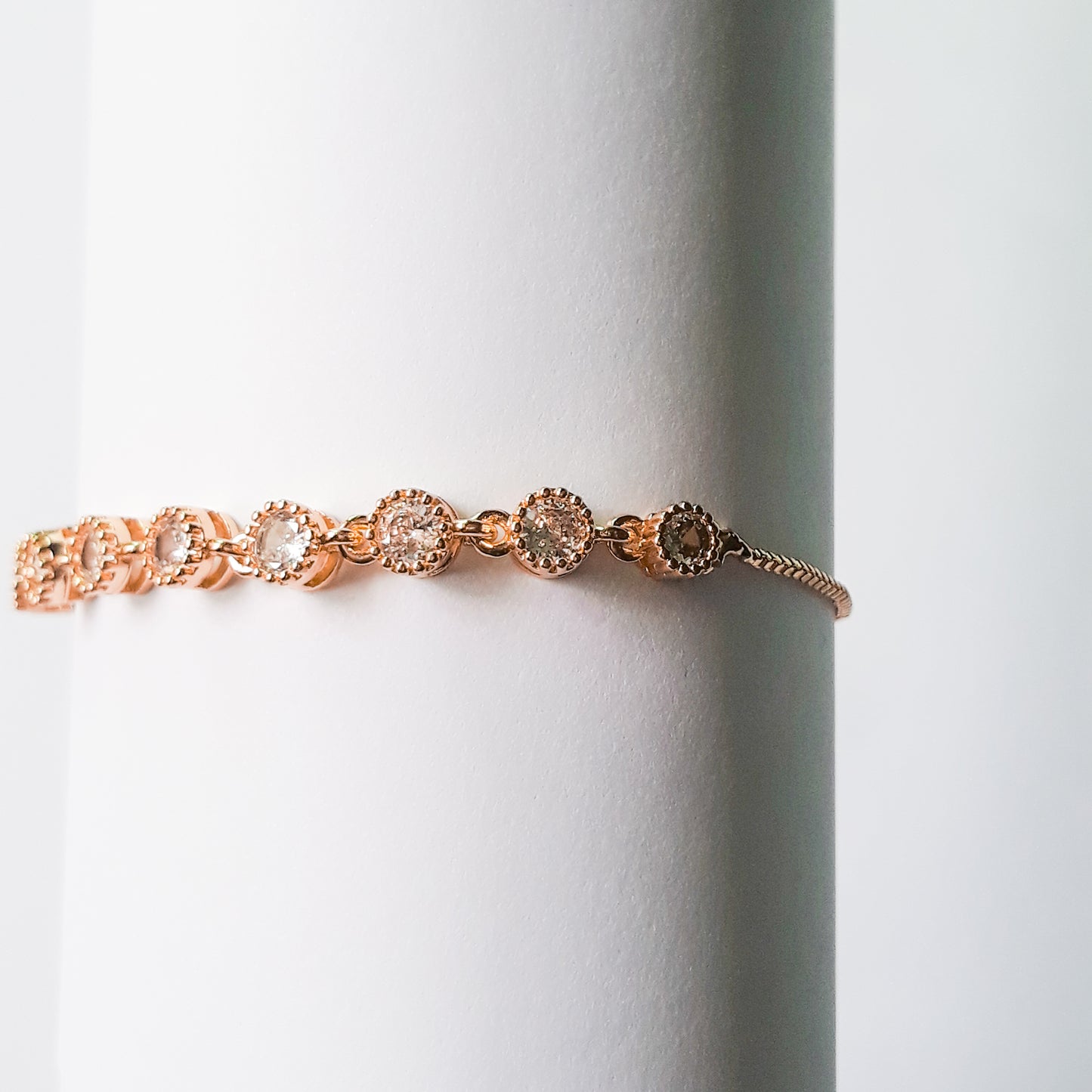 Gold Linked Rhinestone Bolo Bracelet