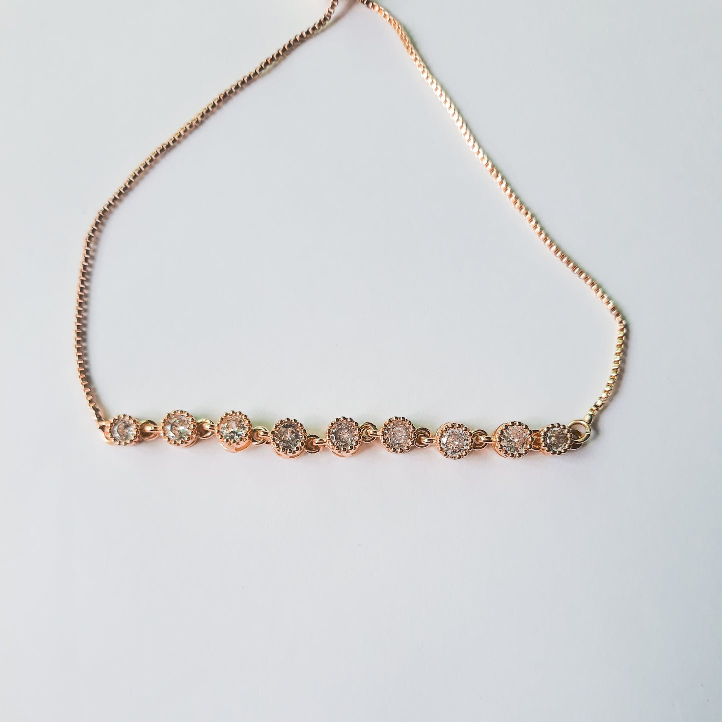 Gold Linked Rhinestone Bolo Bracelet