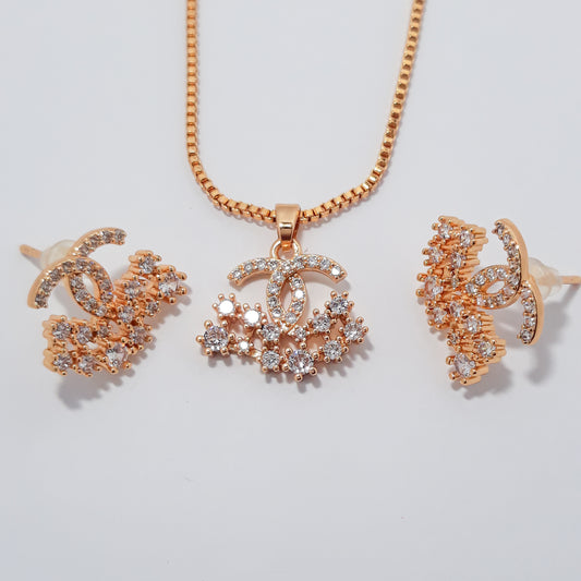 Gold Chanel Spark Necklace Set