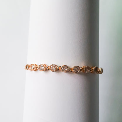 Gold Linked Rhinestone Bolo Bracelet