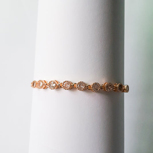 Gold Linked Rhinestone Bolo Bracelet
