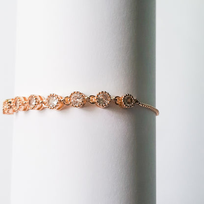 Gold Linked Rhinestone Bolo Bracelet