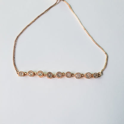 Gold Linked Rhinestone Bolo Bracelet