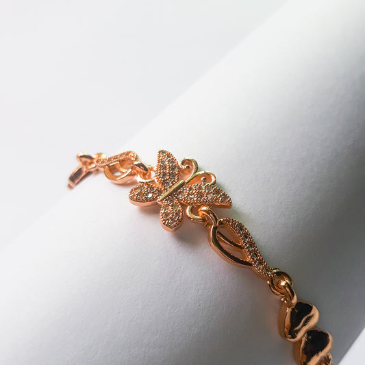 Golden Butterfly & Heart Bracelet